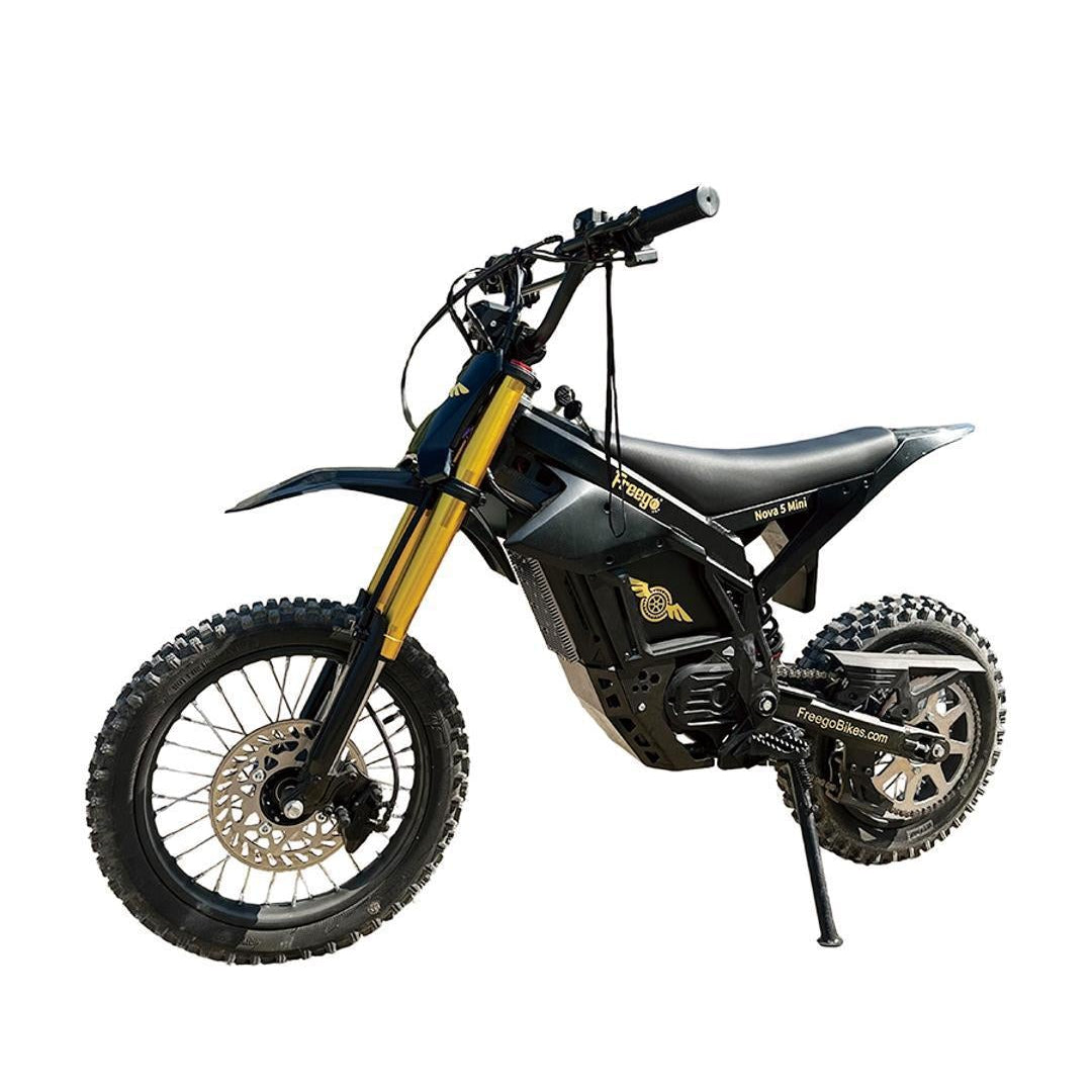Black and yellow dirt bike on a white background