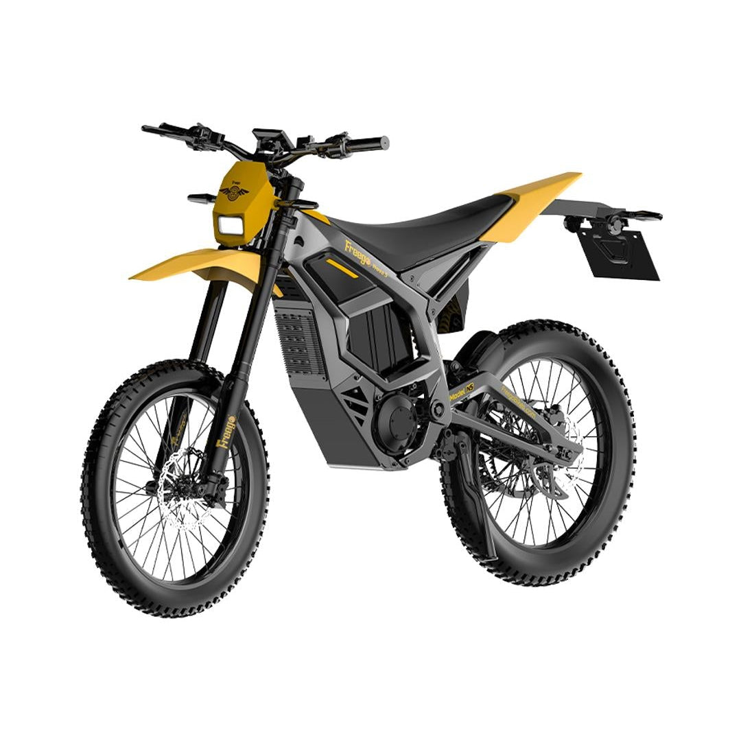 Yellow and black electric bike on a white background
