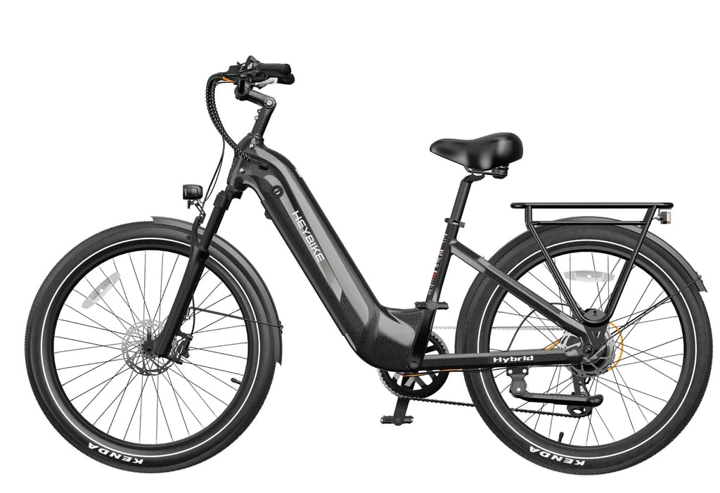 Heybike Hybrid Onyx Black White Background