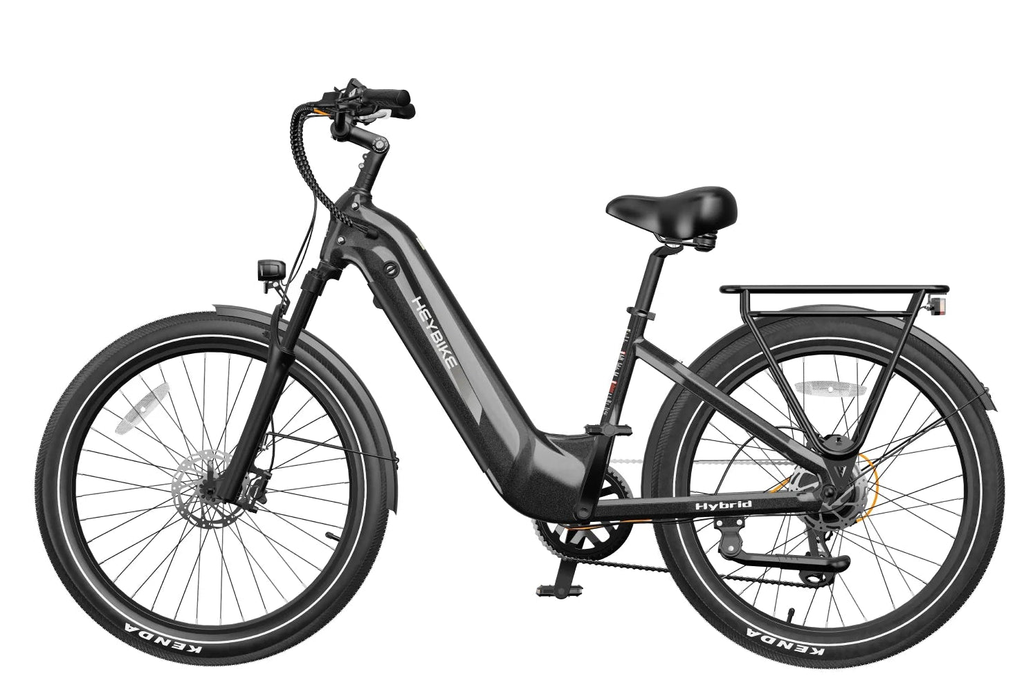 Heybike Hybrid Onyx Black White Background