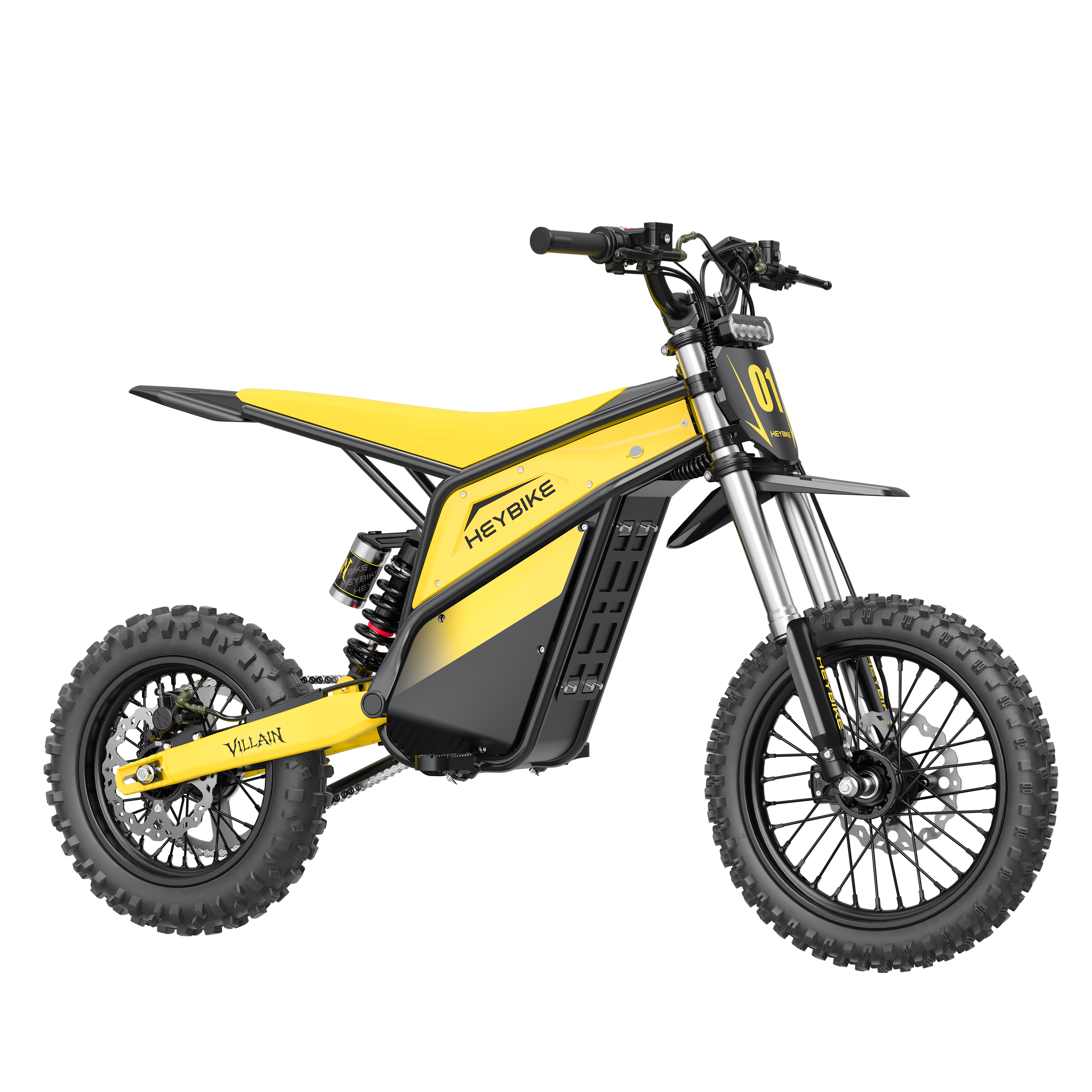 Yellow and black electric bike with 'Heybike' branding on a white background