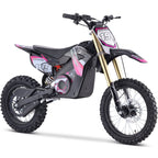 Children's dirt bike with pink and black design on a white background
