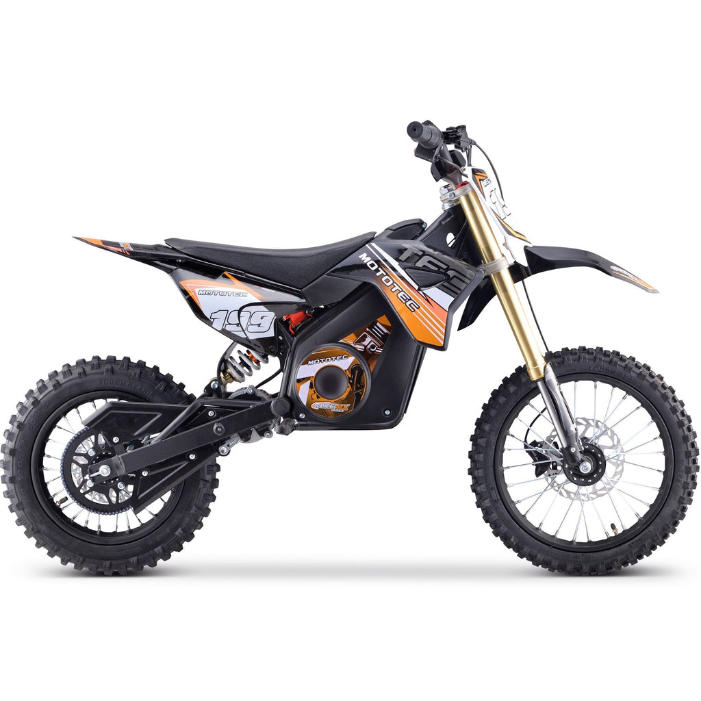Black and orange dirt bike on a white background