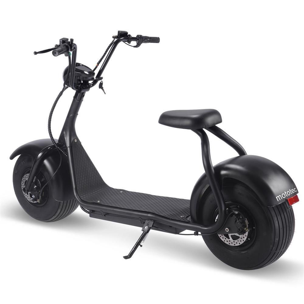 Black e-scooter by MotoTec for heavy riders