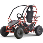 Red and black go-kart on a white background