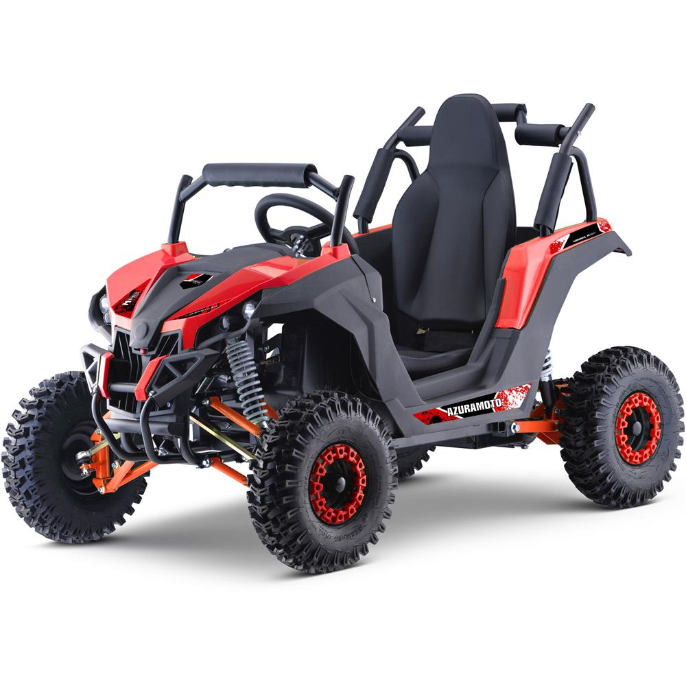 Red and black off-road vehicle on a white background