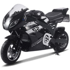 Black motorcycle model on a white background