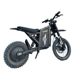 Black electric bike with 'FreeGo' branding on a gravel surface with greenery in the background
