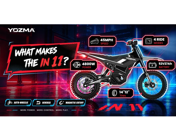 Yozma IN 11 Electric Dirt Bike with Auto-Wheelie Assist